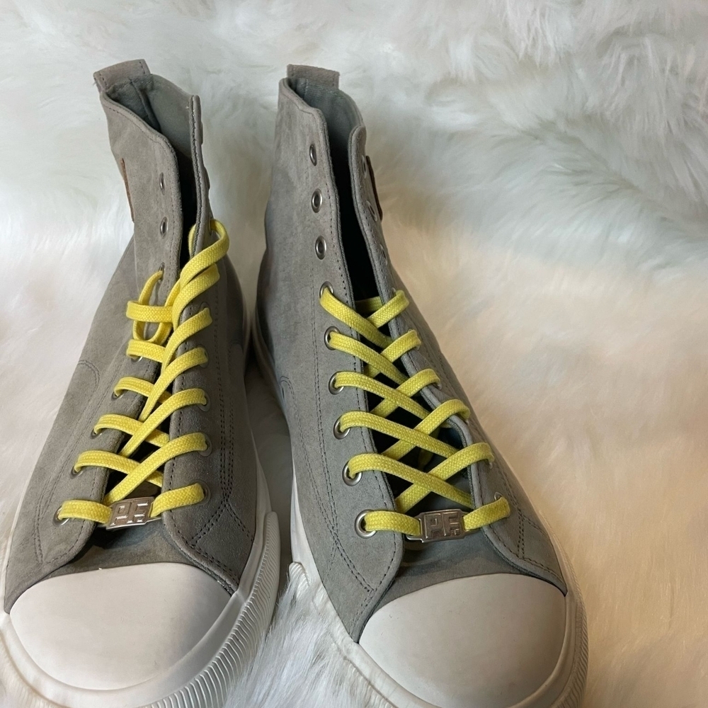 PG Flyers Sneakers Gray High-Top Sneakers with Yellow Laces - Picture 4 of 7